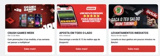 Destaques da Betclic: Semana Crash Games, nova app de apostas e levantamentos imediatos.